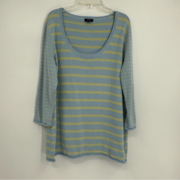Talbots Women’s Sweater Silk Cotton Size 1XP Blue Stripe Pullover 3/4 Sleeve - Picture 8 of 8